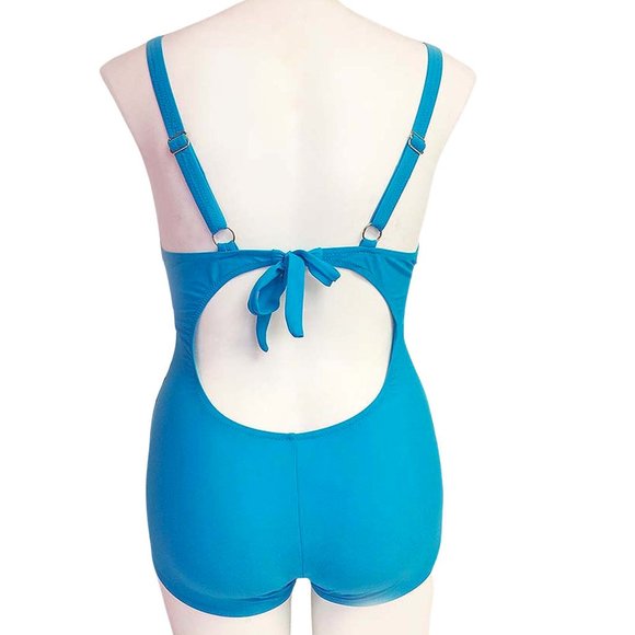 Plus 1pc Aqua Blue Swimwear Womens Size 14 Paisley Print One Piece Swimsuit - Picture 9 of 9